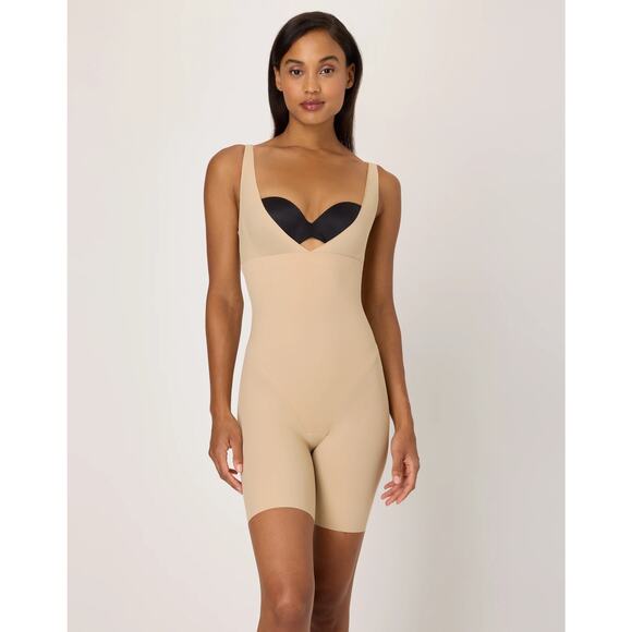 Maidenform Sz M Beige Wear-Your-Own-Bra Tummy Control Shapewear Bodysuit H15-19 - Picture 1 of 8